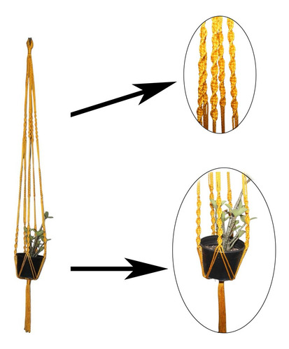2 Macetero Colgante Macrame Par Decorartivo Portamaceta Amarillo