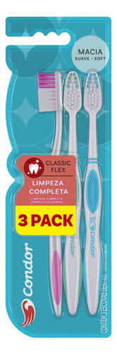 Escova de dentes Condor classic flex suave pack 3 unidades	