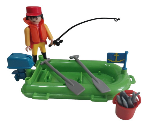 Playmobil Set Pescador Bote Con Motor Sin Caja