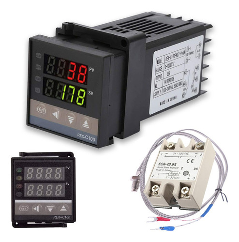 Kit Pirómetro Digital Rex-c100 Control De Temperatura Ssr40a