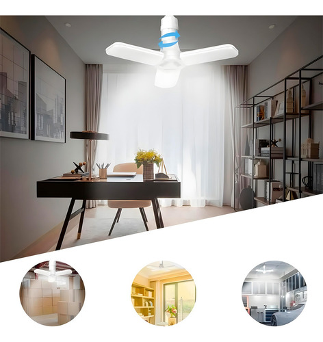 Bombilla Led 50w Tipo Ventilador 4 Hojas Ajustable, Foco Blanco Frío