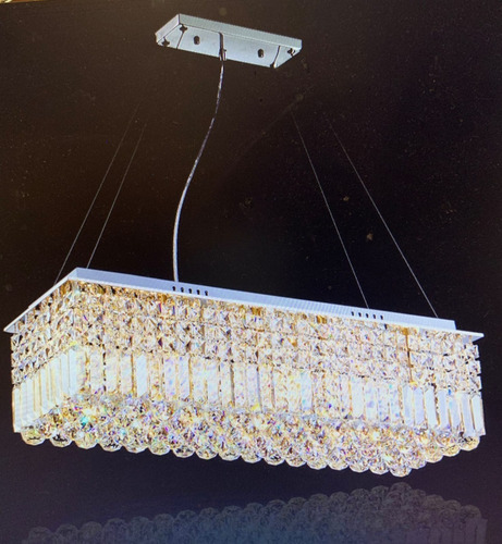 Lustre Cristal K9 Moderno Retangular 82 Cm