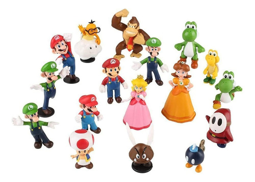 Juguetes De Super Mario Bros,luigi,yoshi 18 Pcs