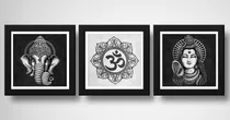 Comprar Set 3 Cuadros Hindu Ganesha Om Shiva Lotus Yoga Meditacion