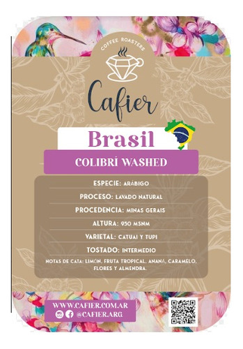 Colibri Washed Cafe Brasil 1/2kg Variedades/selección Cafier