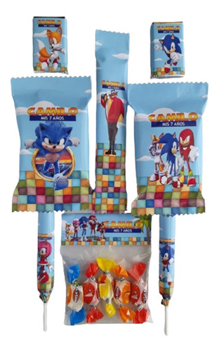 Candy Bar Personalizado Sonic Golosinas Para 10 Niños