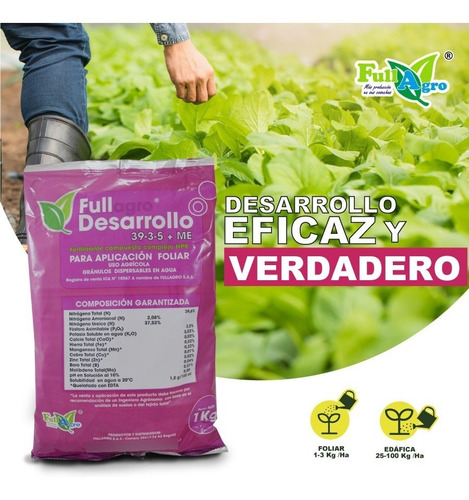 Imagen 2 de 3 de Full Desarrollo Npk 39-3-5 + Me 1kg Abono Foliar