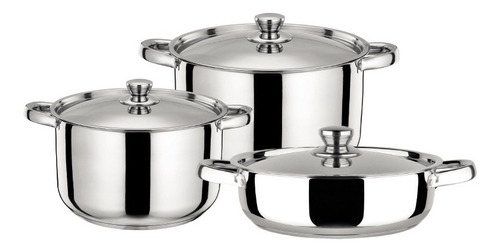 Set Ollas 6 Piezas Acero Inox Todo Tipo Cocina - Doral