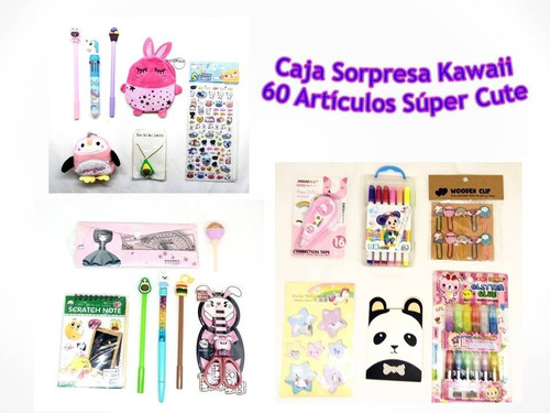 Kawaii Box Caja Sorpresa 60 Artículos Papelería Regalos Cute