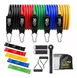 Pack Set 5 Ligas De Resistencia + 5 Bandas Elásticas Fitness