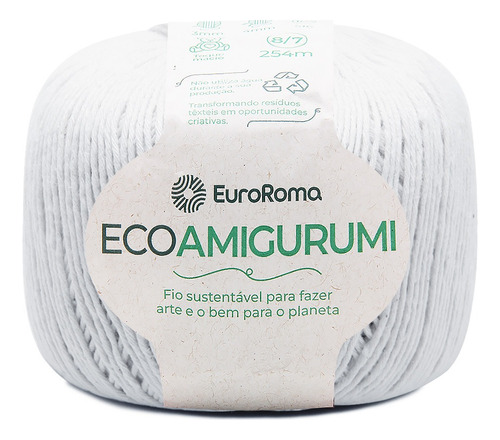 Fio Ecoamigurumi Euroroma 254mts 160g 254mts Crochê Tricô Cor 0200- Branco