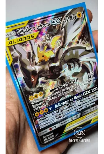 Carta Pokémon Original Aliados Pikachu e Zekrom Gx em Português