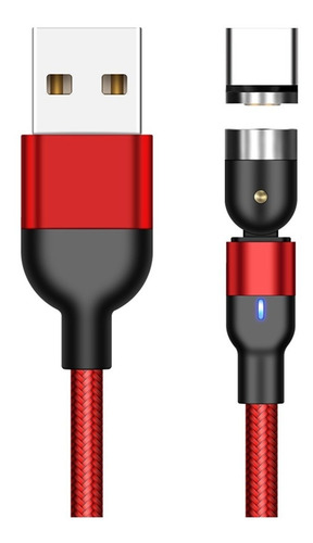 Juego De 2 Cables Usb Magnético 3 En 1 Cargador De Celulares Color Negro/rojo 2m
