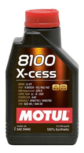 Aceite 5w40 8100 Motul 1 Litro Sintético Lubricante Mileban