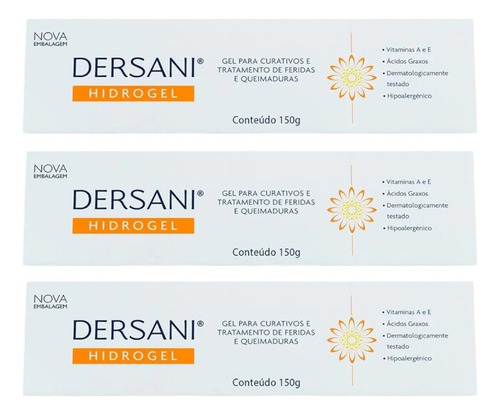 Kit Dersani Hidrogel Gel Cicatrizante Com 3un De 150g Cada