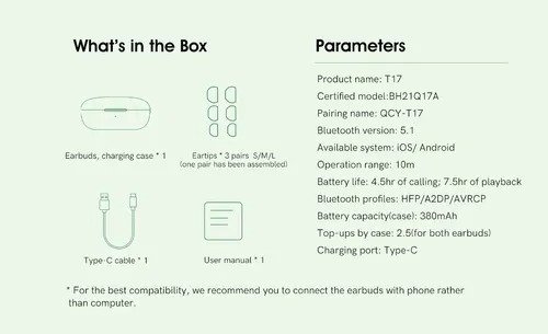 Imagen 5 de 7 de Auriculares Inalambricos Qcy T17 Bluetooth 5.1 Ios Android