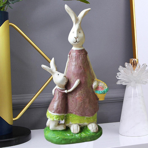2 Piezas Lindo Conejo Estatua Artesanía Escritorio