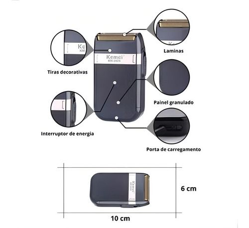 Máquina De Barbear Kemei Shaver Km-2024 Com Tela Extra