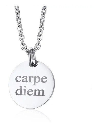 Collar Placa Militar Redonda Carpe Diem Acero Inoxidable 