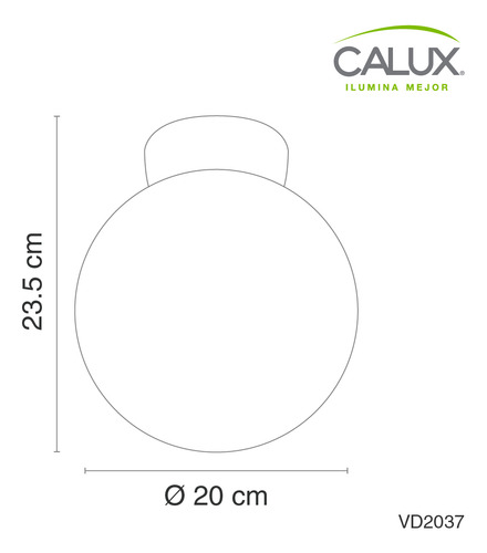 Paq 2 Pz Lampara De Techo Pantalla Globo Calux VD2037 Color Ambar Vd2037
