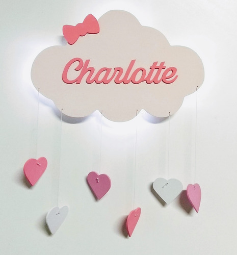 Luminária Nuvem Com Led E Nome Para Decorar Quarto De Bebe