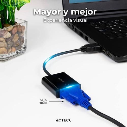 Adaptador Acteck Shift Plus Av400 Hdmi A Vga Negro Ac-934756