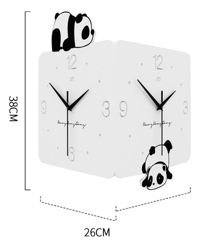 A Reloj De Pared De Esquina, Arte De Pared, Panda De Dibujos