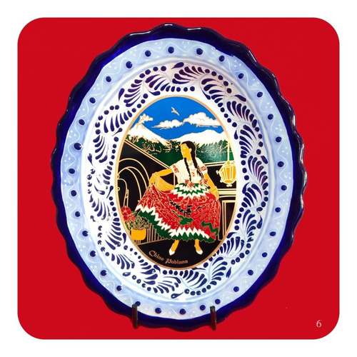 Imagen 7 de 10 de Charola De Talavera Poblana Con Laminado China Poblana Chr