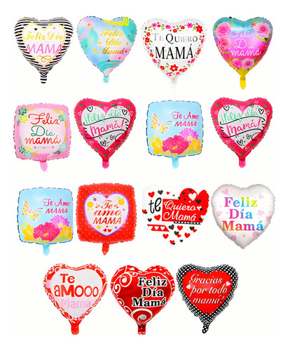 50 Globos Día De La Madre En Forma De Corazón Español