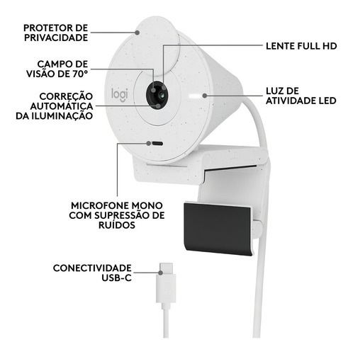 Cámara web blanca Full HD Logitech Brio 300