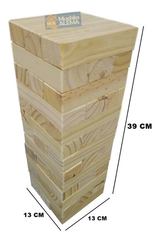 Jenga Gigante Familiar 39 Piezas Pino Macizo