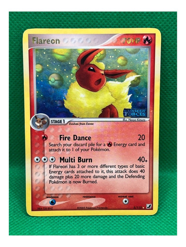 Cartas Flareon 5/115 Pre Release Holo 3x Ex Unseen Forces