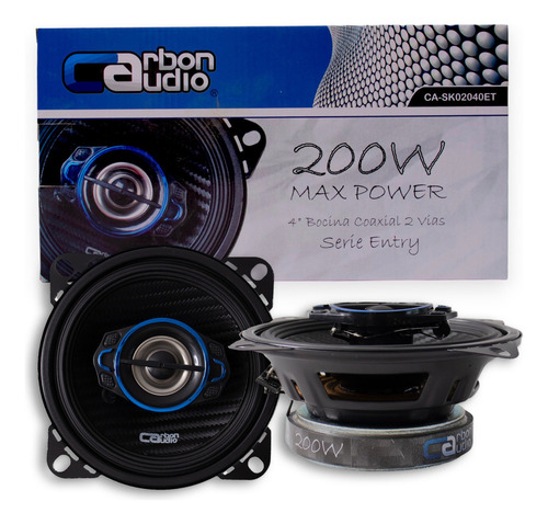 Par De Bocinas Coaxiales 4 Pulgadas Carbon Audio 200w 2 Vias Color Negro