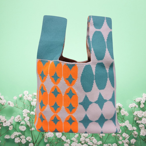 Bolso De Mano De Tela De Punto, Versátil Practico Lavable