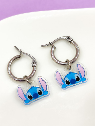 Aros Acero Quirurgico + Collar De Stich Conjunto Nenas Bijou