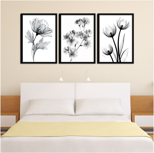 Quadros Decorativos Quarto Sala Moldura Folhas Minimalista