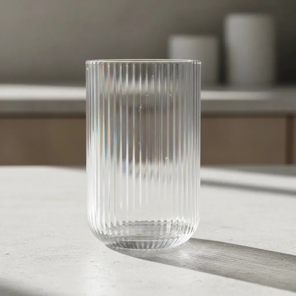 Vaso Vintage Cafe Labrado Vidrio Transparente Cali 390ml x 36 Unidades Rigolleau Rayado Texturado Cafeteria Restaurante