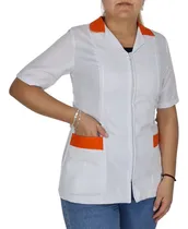 Comprar Bata Cierre Mujer Farmacia Blanca Aplicación Naranja
