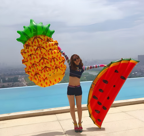 Salvavidas Inflable En Forma De Sandia 178x90x14 Cm Rojo