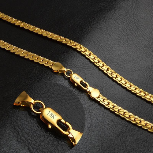 Corrente Banhada A Ouro 18k 50cm X 5mm Lindíssima Masculino