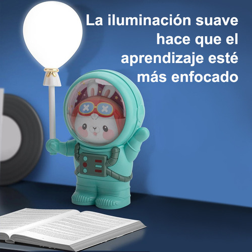 Lámpara De Noche Con Sacapuntas: Oso Con Globos,alta Calidad Oso Espacial Rosa