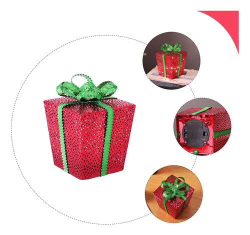 Caja De Regalo Luminosa Led De Hierro, Caja De Regalo De Nav