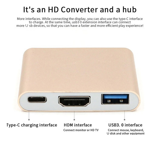 Adaptador 3 En 1 Usbc 3.1 A Usb3.0/c/hdmi/ 4k Mac Switch Pc