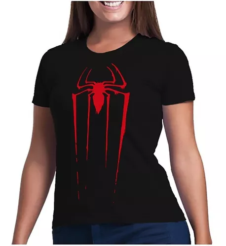 Camiseta Spider Man Tshirt Homem Aranha Logo Casual Rosa Preto