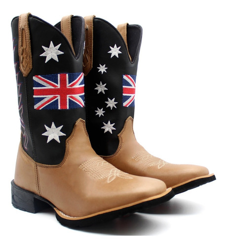 Bota Texana Country Masculina Em Couro Lançamento Promoção
