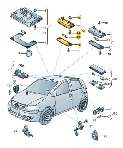 Imagem 2 de 4 de Luz Interna E De Leitura Original Vw 5z0947105fy20
