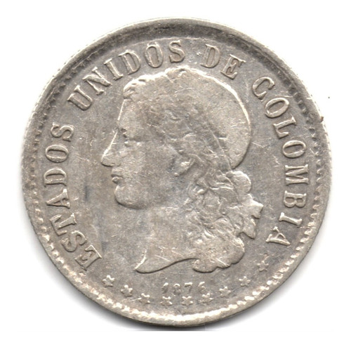 20 Centavos 1876 M. Sin B En La O Líneas En Las Cornucopias