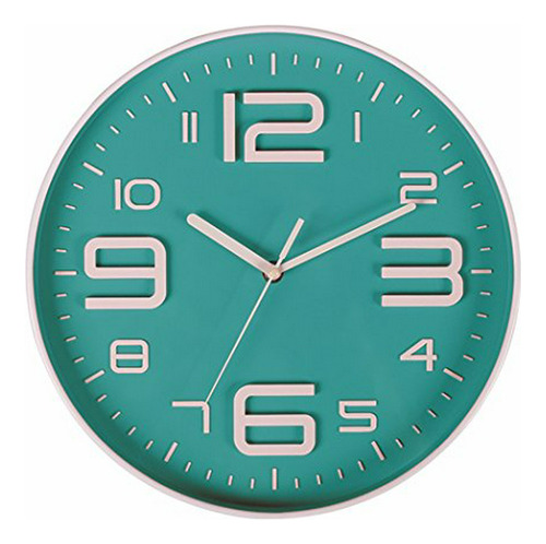 Reloj De Pared Moderno Silencioso 3d (azulverde)