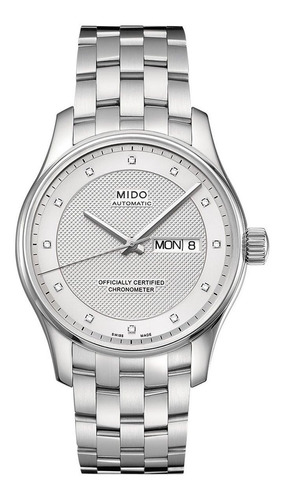 Reloj Hombre Mido Belluna Automático Pulso Plateado En Acero