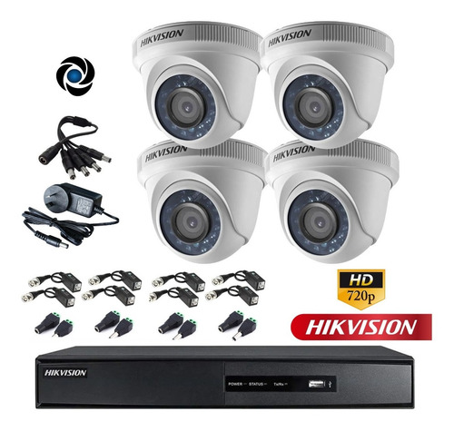 Imagen 3 de 10 de Kit Seguridad Hikvision 720p Dvr 4ch + 4 Camara Infra +balun